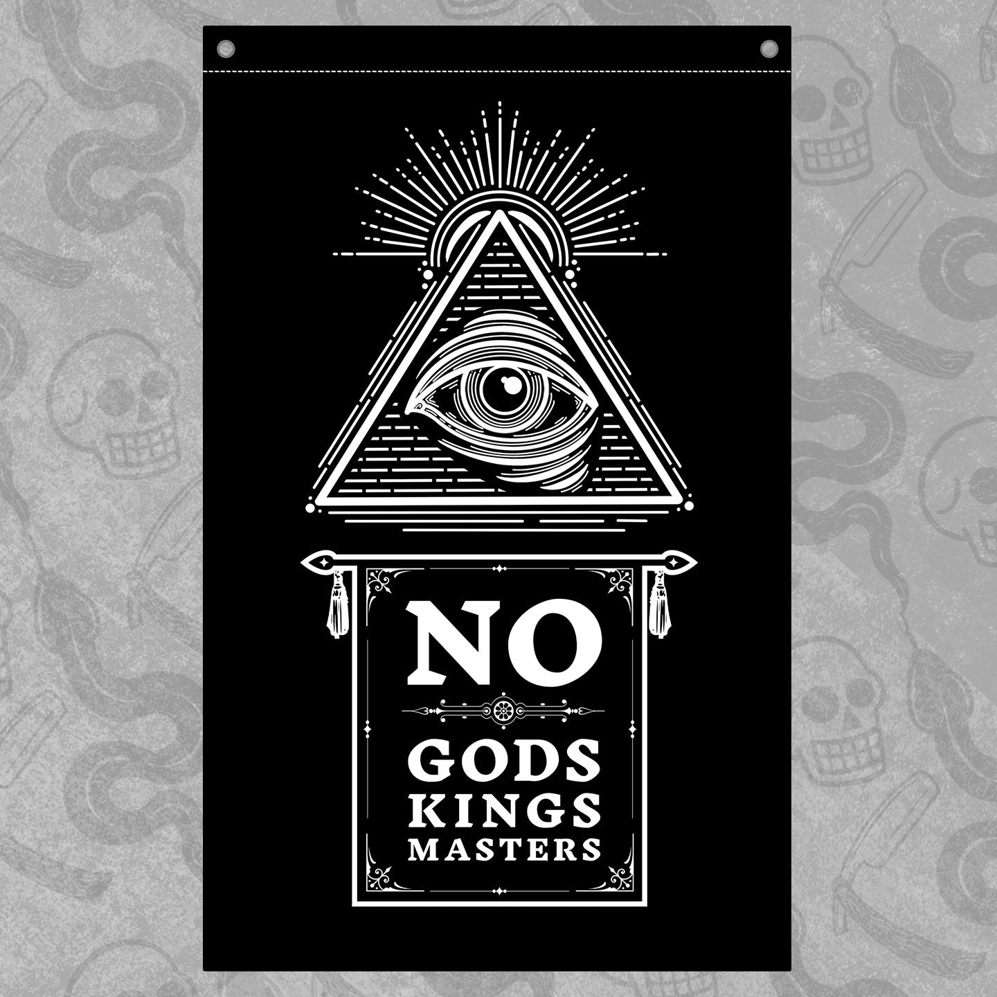 No Gods Kings Masters, Decorative Outdoor Banner, Freedom Statement Décor, Protest Flag, No Kings