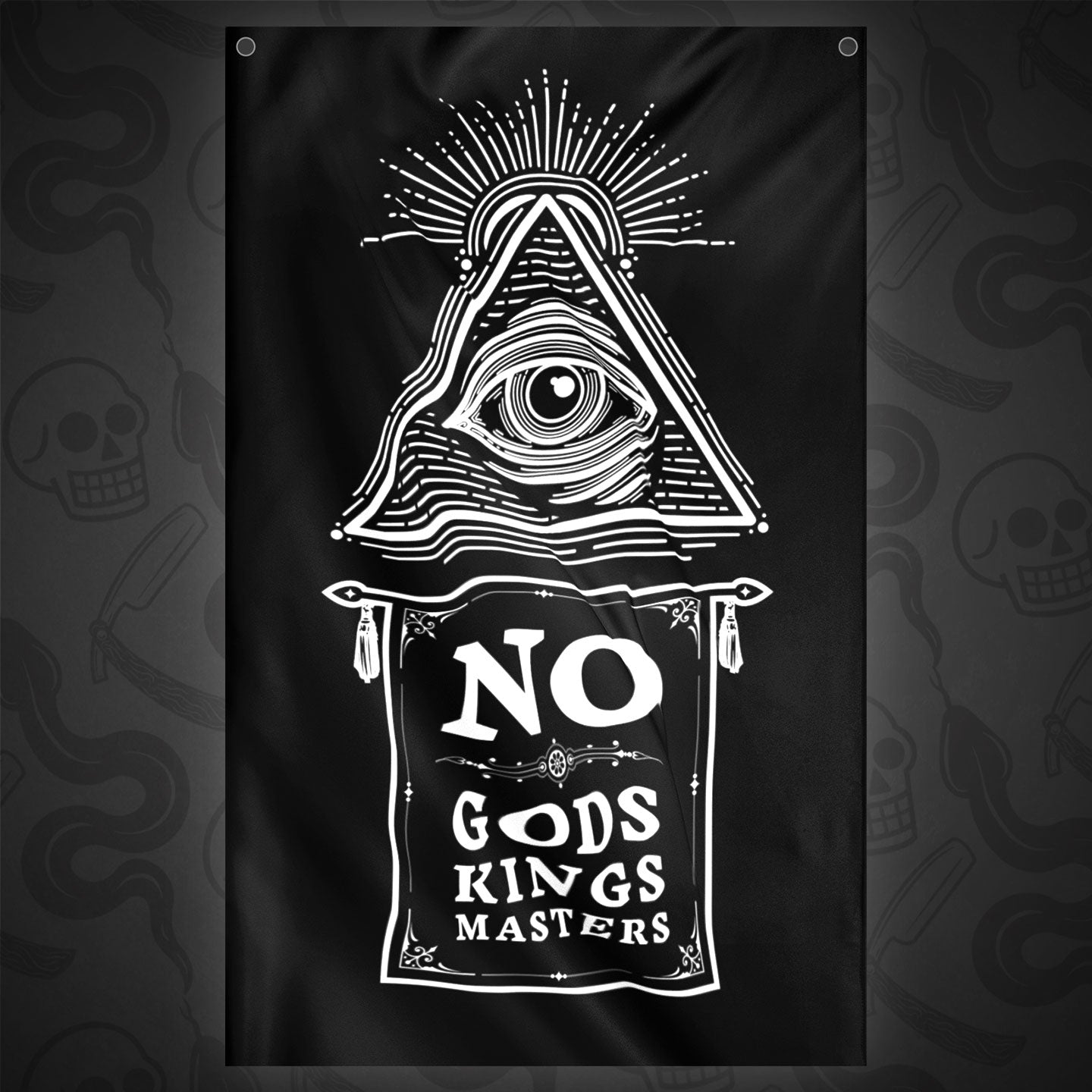 No Gods Kings Masters, Decorative Outdoor Banner, Freedom Statement Décor, Protest Flag, No Kings